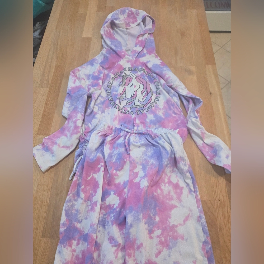 Tie-Dye Unicorn Hoodie and Pants Set